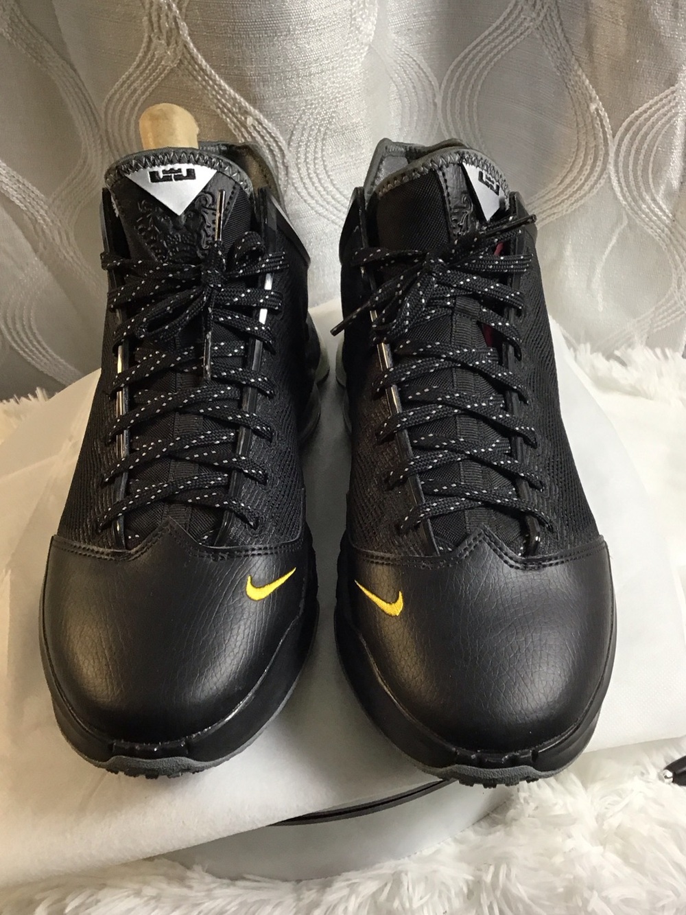 Nike Men’s Black LeBron N19 Sneakers with Yellow Swoosh